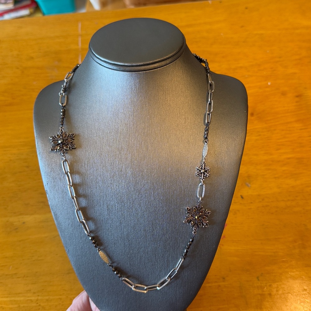 JJill double sided snowflake necklace. New with tag - Picture 3 of 16